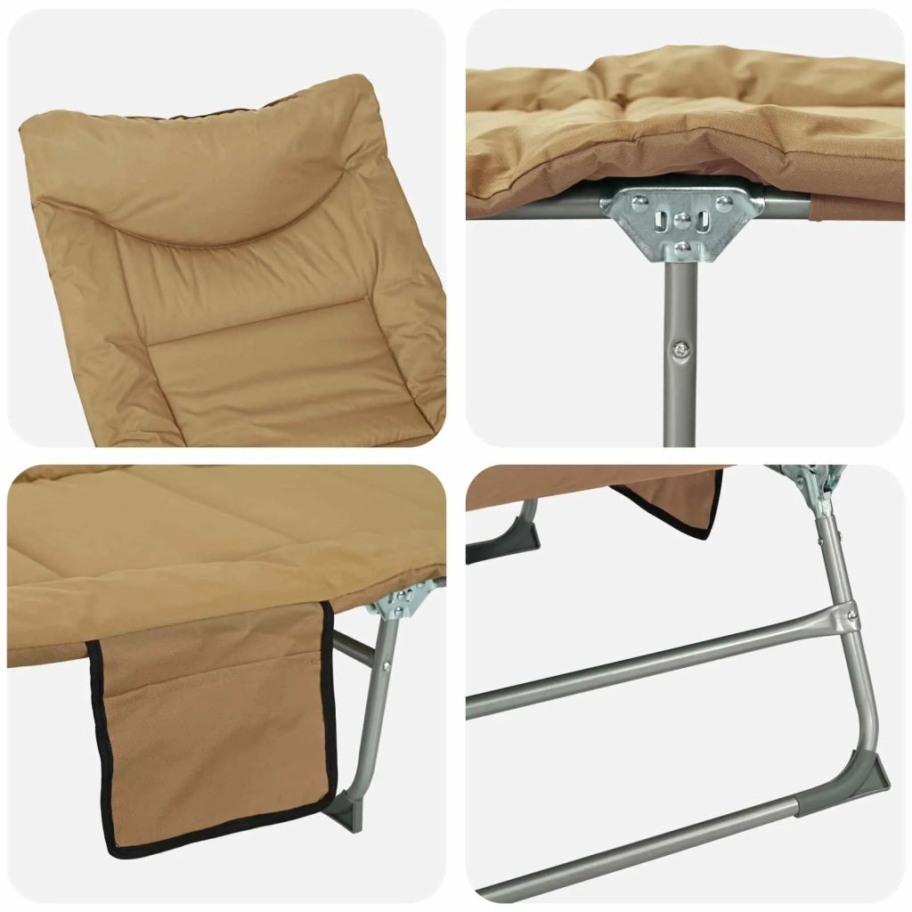 Lettino prendisole pieghevole con cuscino Beige 42032383