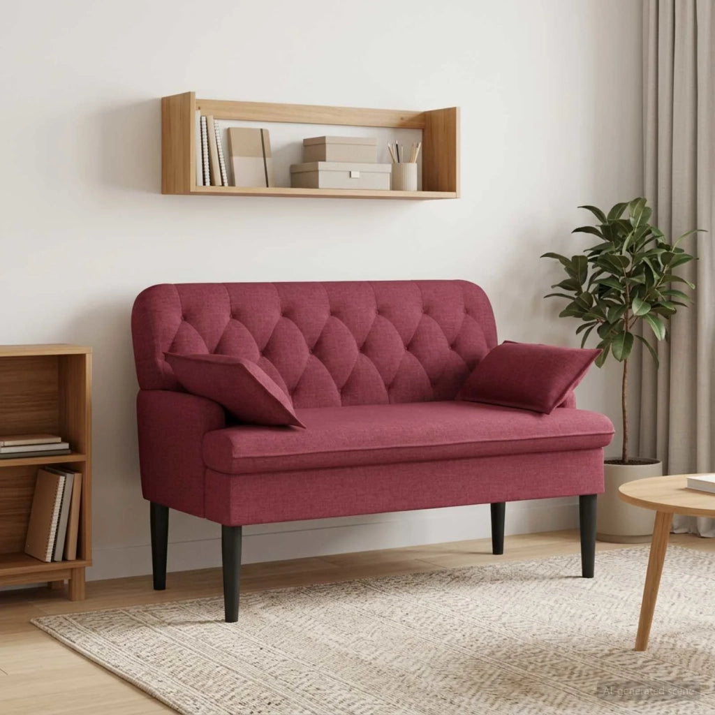 Loveseat con bottoni imbottiti Rosso Vino 111 x 68 x 80 cm 42041799