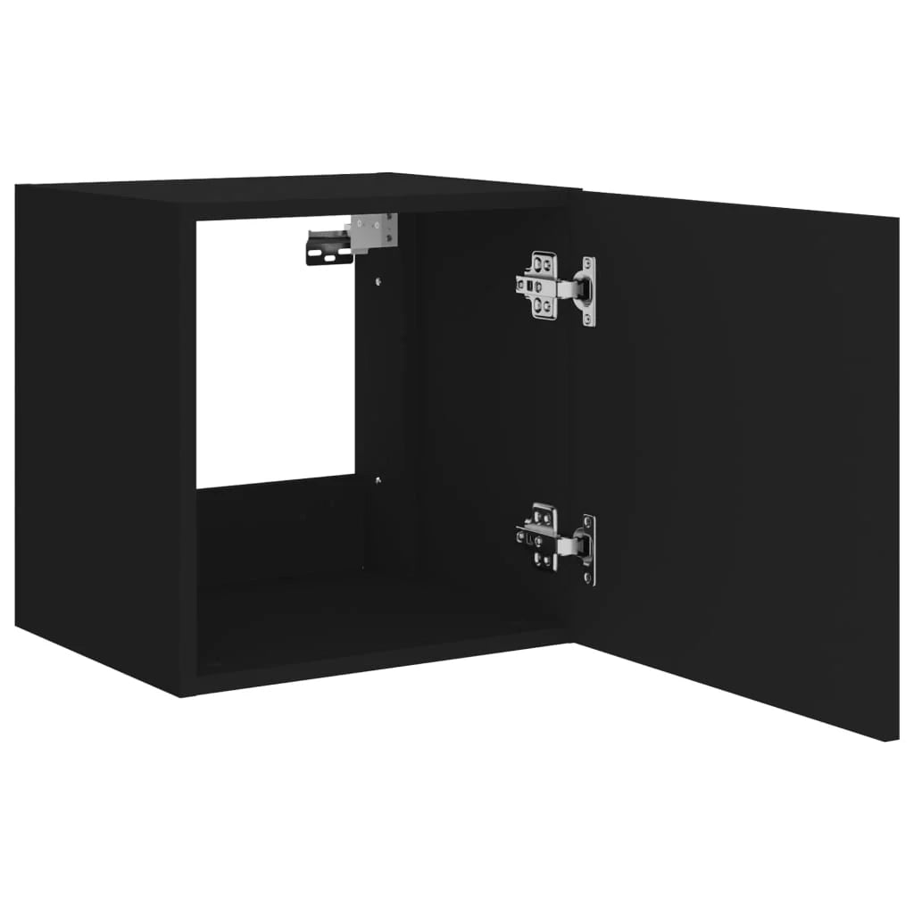 Mobile TV multimediale mensola TV credenza mobile TV parete attrezzata per sala da pranzo soggiorno camera da letto con luci LED 40,5 x 35 x 40 cm nero 02_0027885