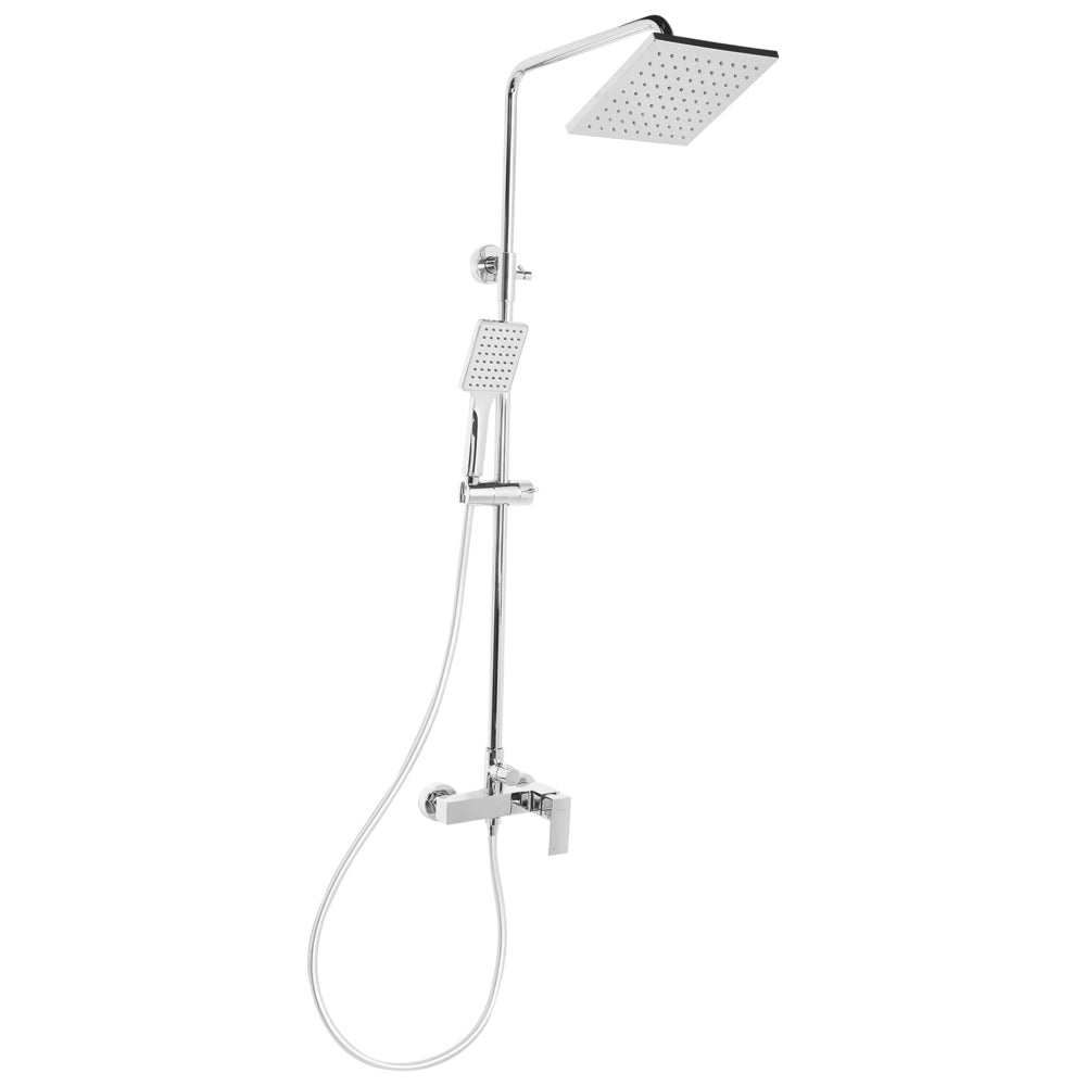 Set doccia con miscelatore in ottone con funzione pioggia a parete argento stile moderno