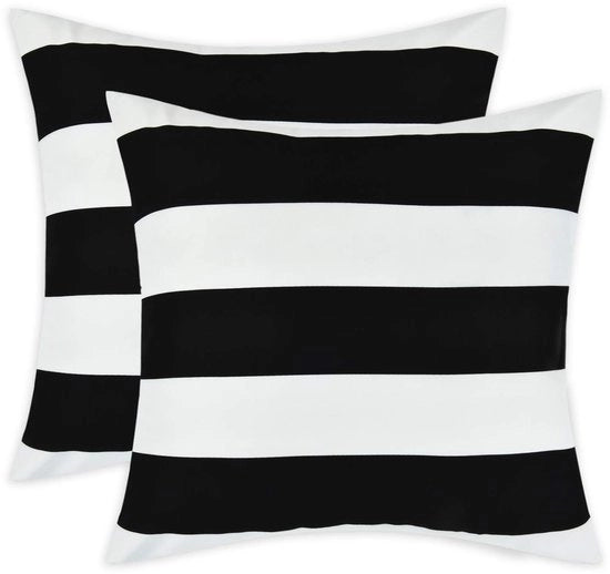 Set di cuscini a scomparsa da 2 - 50 x 50 cm - Cuscini morbidi - Chiusura a raso - Cuscini a scomparsa decorativi - Microfibra nera e bianca
