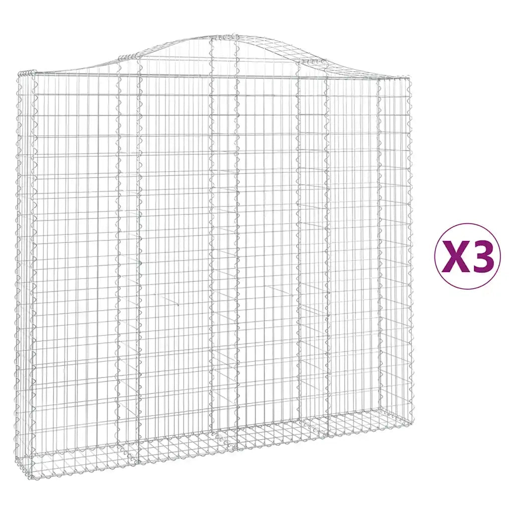 Cesti Gabbioni ad Arco 3 pz 200x30x180/200 cm Ferro Zincatocod mxl 99951