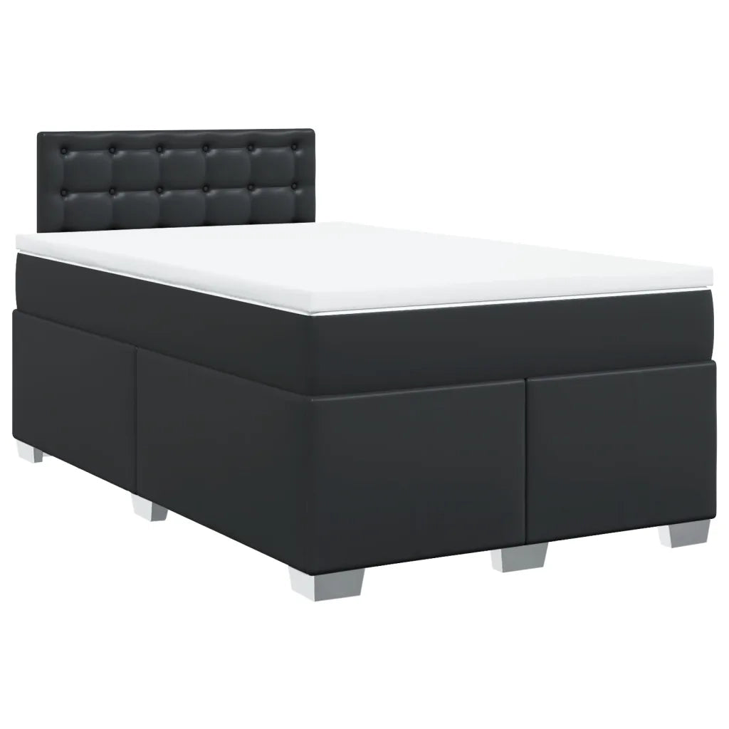 Giroletto a Molle con Materasso Nero 120x190 cm in Similpelle
