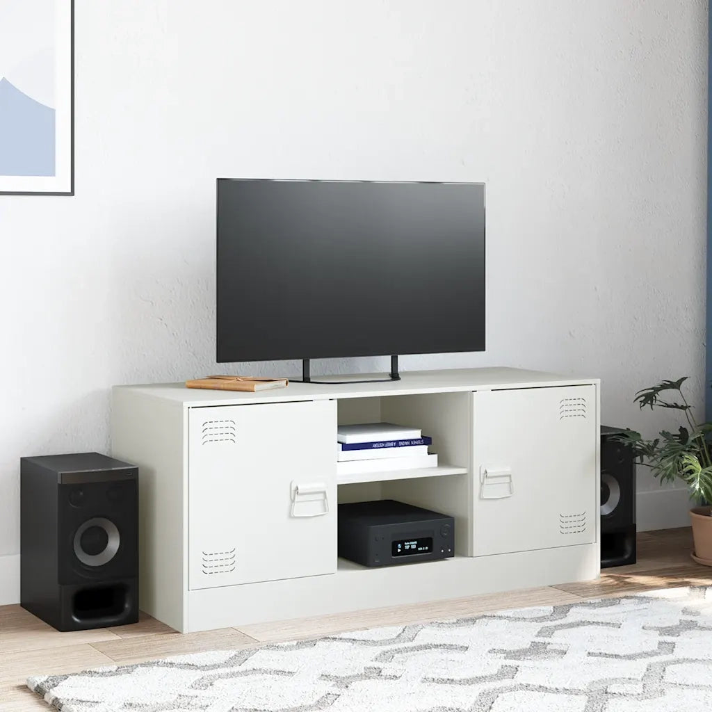 Mobile Porta TV-Mobile per TV-Credenza TV Bianco 99x39x44 cm in Acciaio 105244