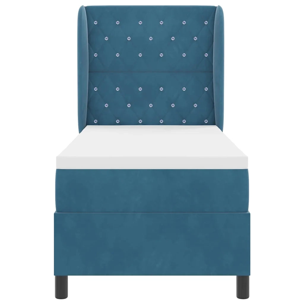 Letto a molle con materasso Blu Scuro 200 x 80 cm Velluto 3340848