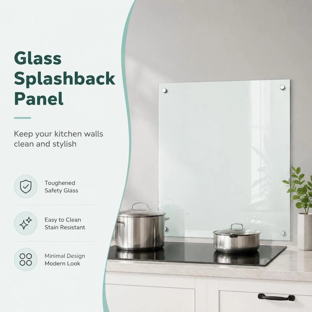 Kitchen Backsplash White 70x60 Cm Tempered Glass