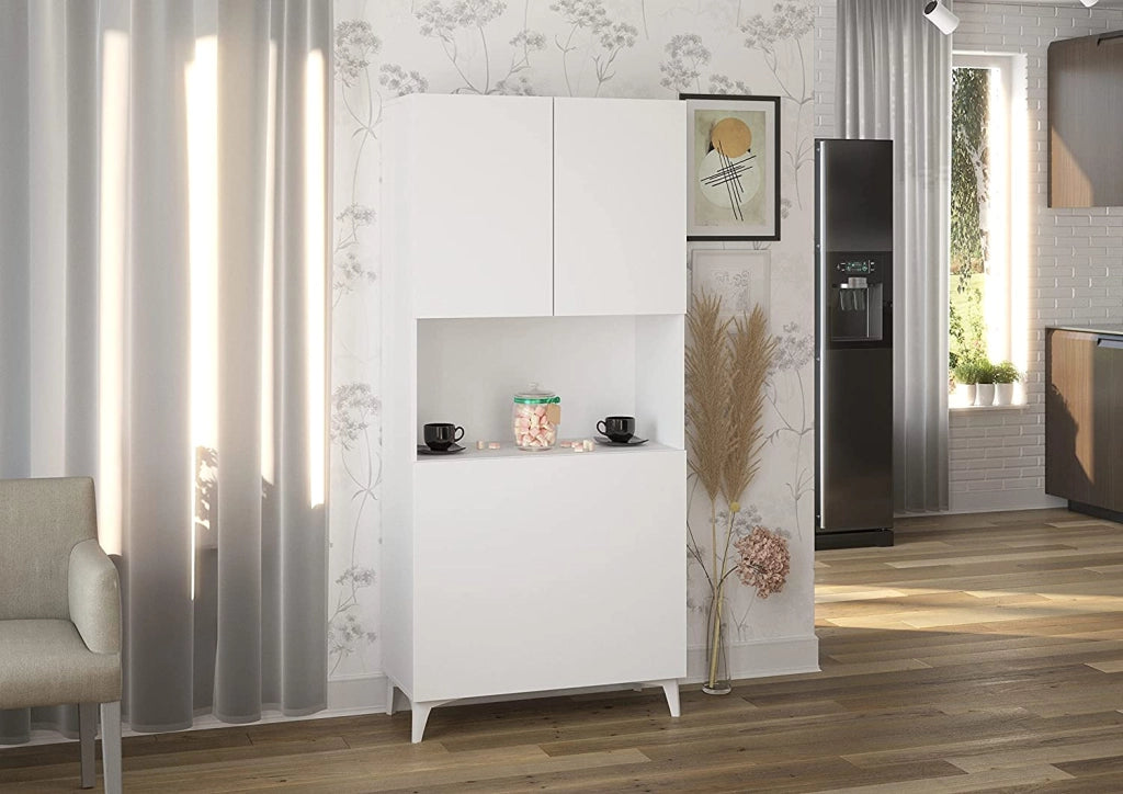 MOBILE SCRIVANIA COMPUTER LIBRERIA MEGAN H175x80x36cm BIANCO OPACO