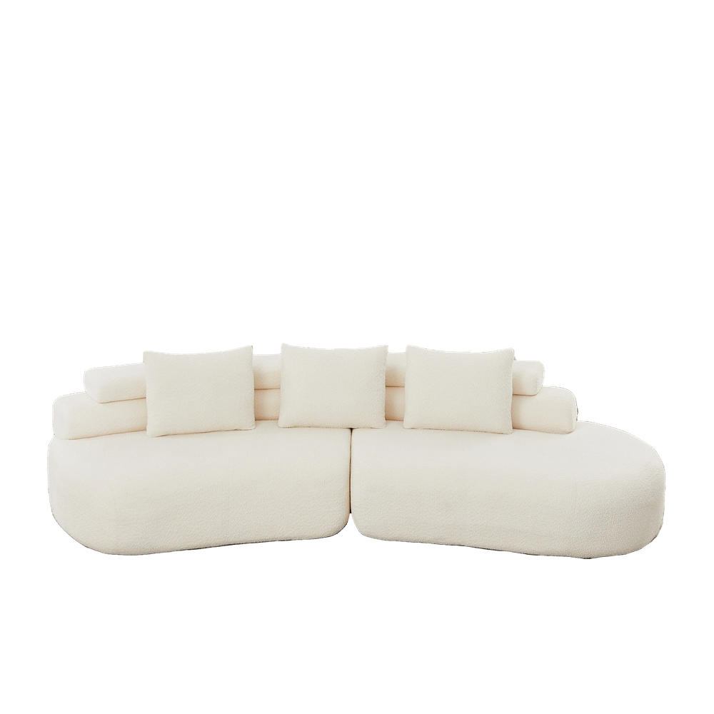 Divano modulare 2 parti ¨C Minimal ¨C crema, tessuto chenille, senza braccioli, cuscini schienale