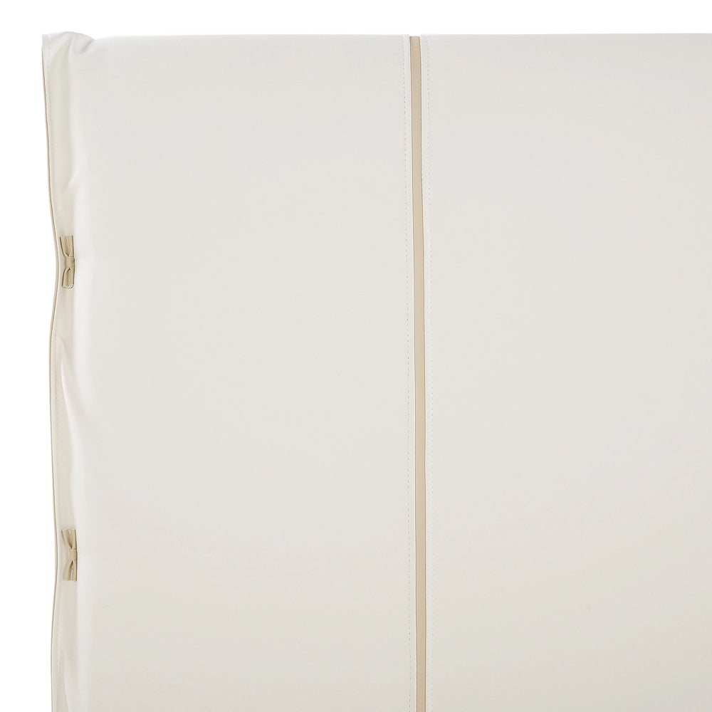 Letto King Size Gambe in metallo in finta pelle bianca 180 cm con testiera imbottita