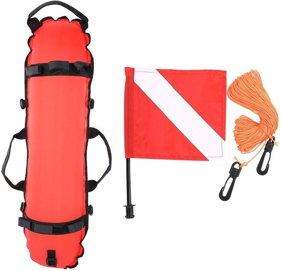 Duikinflatie Torpedoboei - Kit di immersione per balene da sub, con bandiera da sub