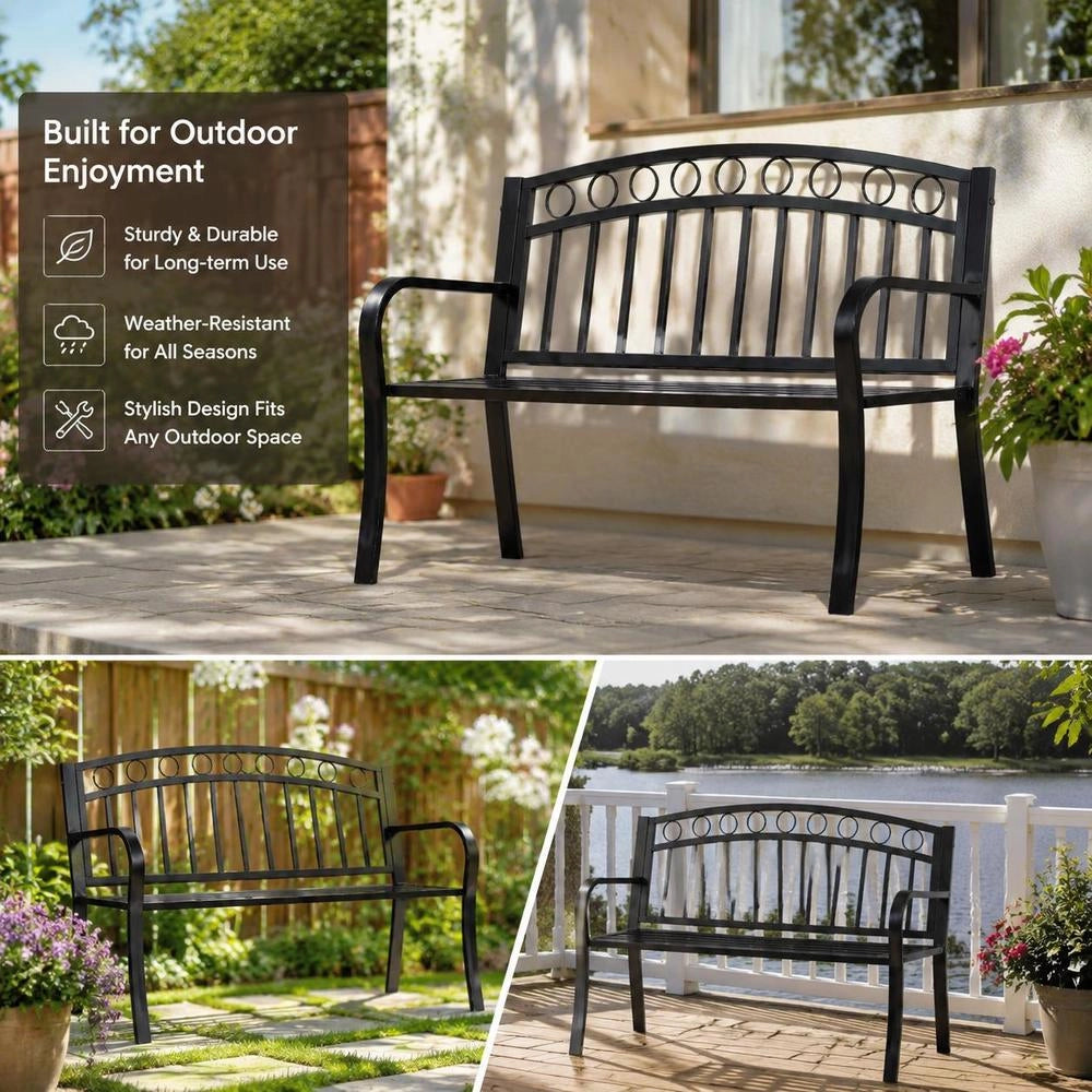 Garden Bench 125 Cm Black Steel