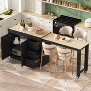Isola Cucina Mobile con Cassetti e Portaspezie ¨C MINIMAL ¨C Nero, Allungabile
