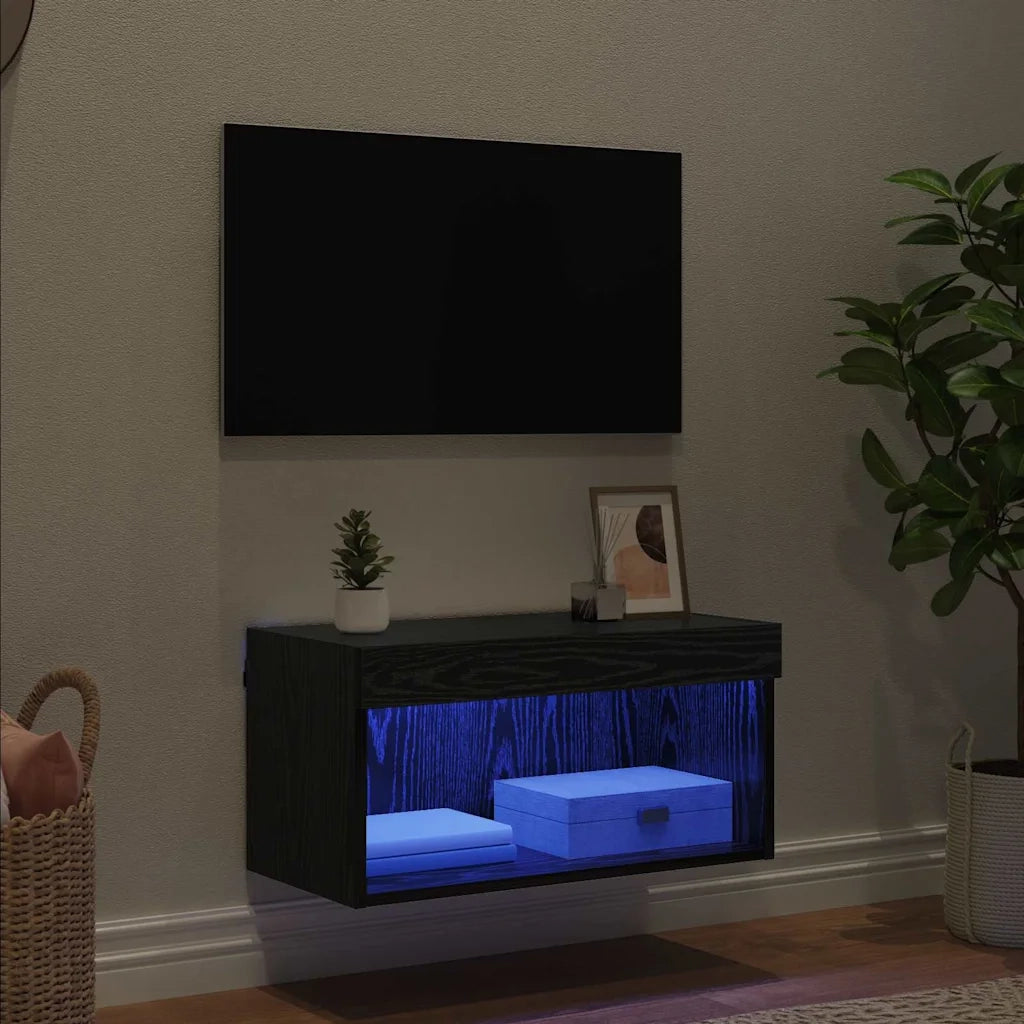 Set mobile TV Rovere Nero 60 x 30 x 30 cm Legno multistrato