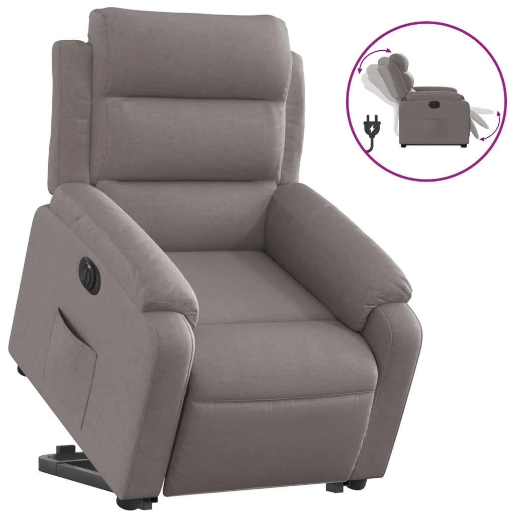 Poltrona Alzapersona Reclinabile Elettrica Tortora in Tessutocod mxl 85267
