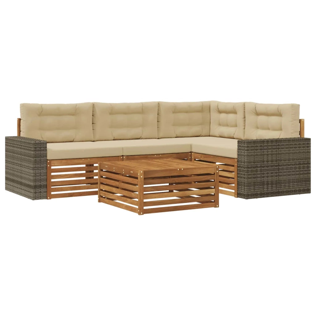 Set di divani da esterno 5 pcs Naturale e Beige 79 x 79 x 37 cm