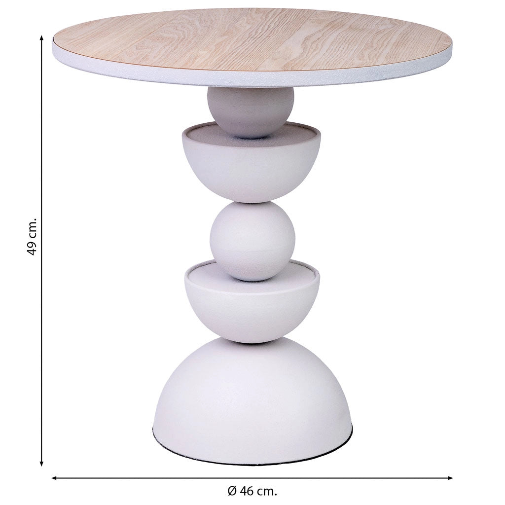 Tavolino in metallo e legno 46x46x49h cm bianco