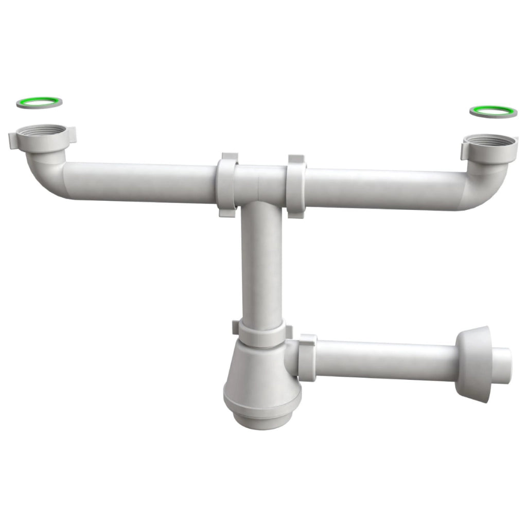 SIFONE SCARICO 2 VIE SENZA PILETTA PER LAVELLO IN ACCIAIO INOX MODELLO FIASCA - 11/2 X ø40X230 MM  - BON