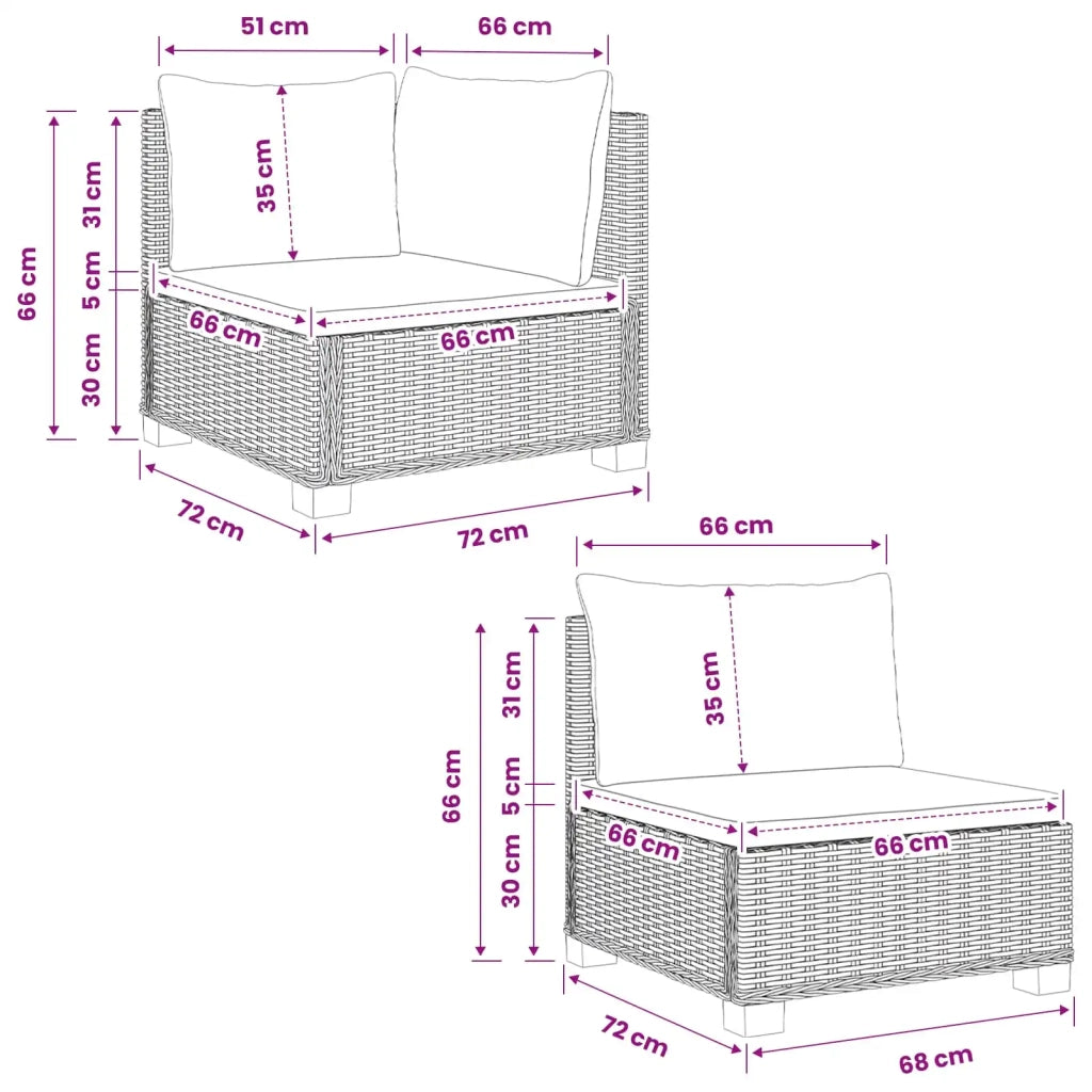 3 pz Set Lounge in Rattan con Cuscini GENDT Rattan naturale 3429859