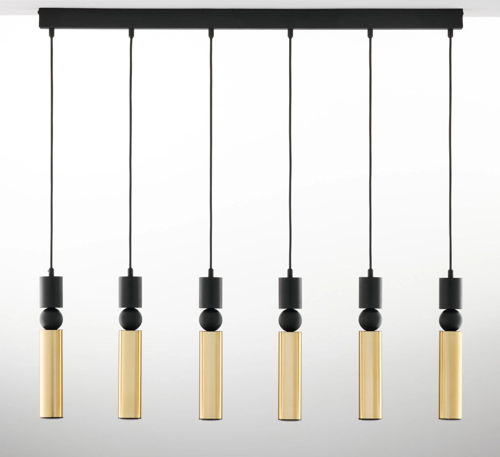 Lampada sospensione ALAS Jupiter 90cm nero-oro 6xGU10