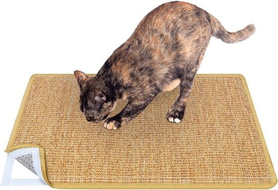 Mat per gatti in Sisal, Tappeto anti-slip per gatti, Mat per gatti in Sisal con chiusura a strisce adesive, Mat per gatti in Sisal per divano, mobili, porta, protezione contro le abrasioni, 60 x 40 cm.