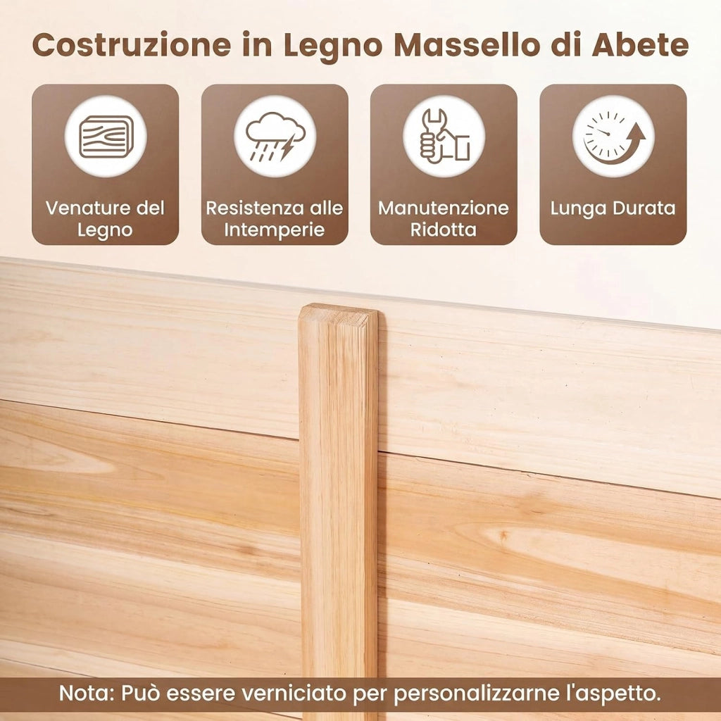 Recinzione Giardino, Recinto da Esterno a 3 Pannelli in Legno Massello, Schermo Ventilato Copri Bidoni, Condizionatore e Attrezzature, per Terrzza e Cortile, Naturale