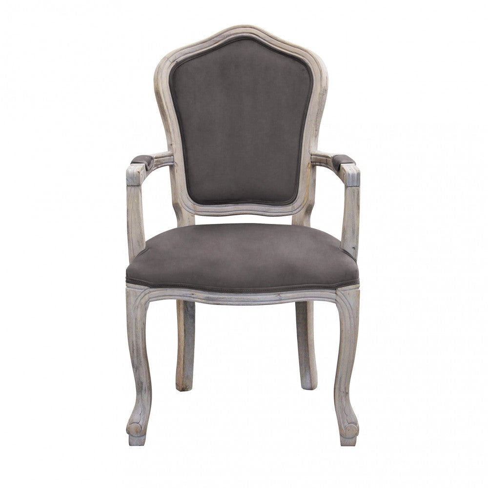 Poltrona Charlene in Velluto Taupe 55x51x100 h cm in Legno Tortora
