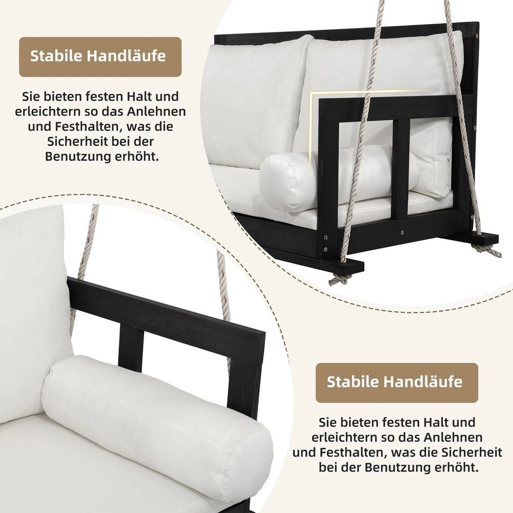 Dondolo da Giardino Doppio con Cuscini ¨C Xylo ¨C Legno Acacia, Nero/Beige