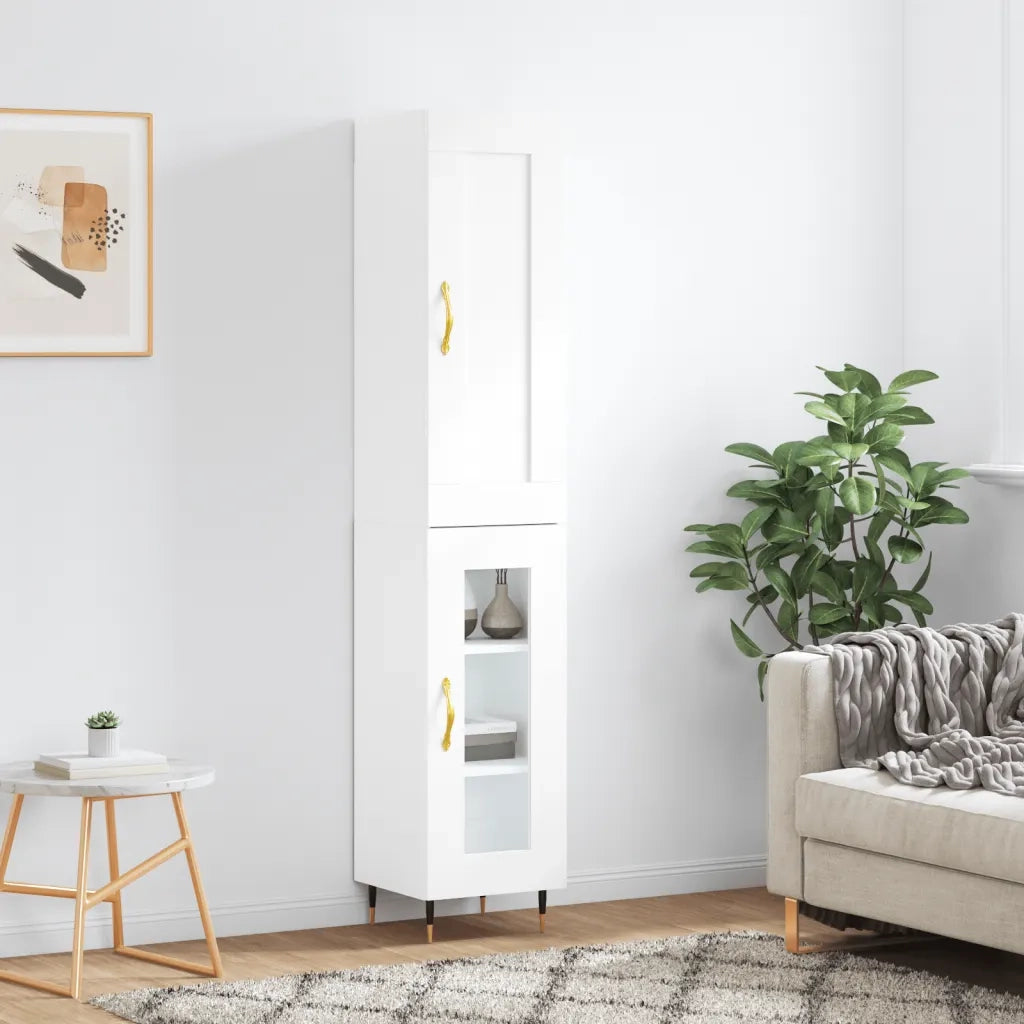 Credenza | Madia | Buffet da pranzo | Armadio da pranzo Bianca 34,5x34x180 cm in Legno Multistrato