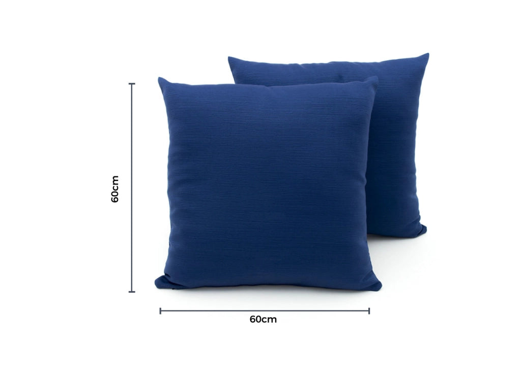 Coppia Cuscini Arredo Imbottiti Tessuto Ottoman In Tinta Unita Colore Blu 61 - 60x60 - Blu 61