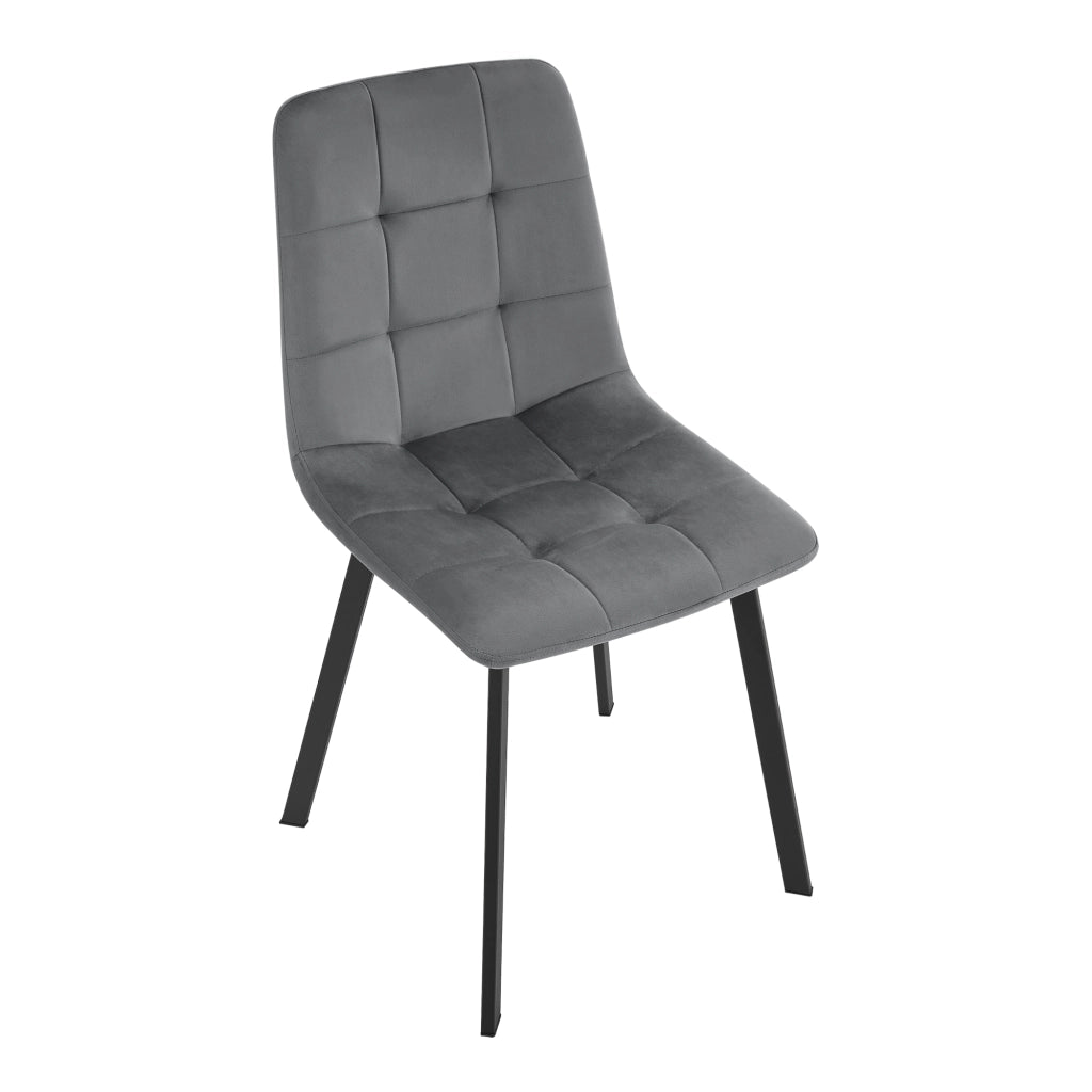 Set di 2 Sedie Lexnitz da Sala Pranzo Effetto Velluto - Grigio scuro [en.casa]
