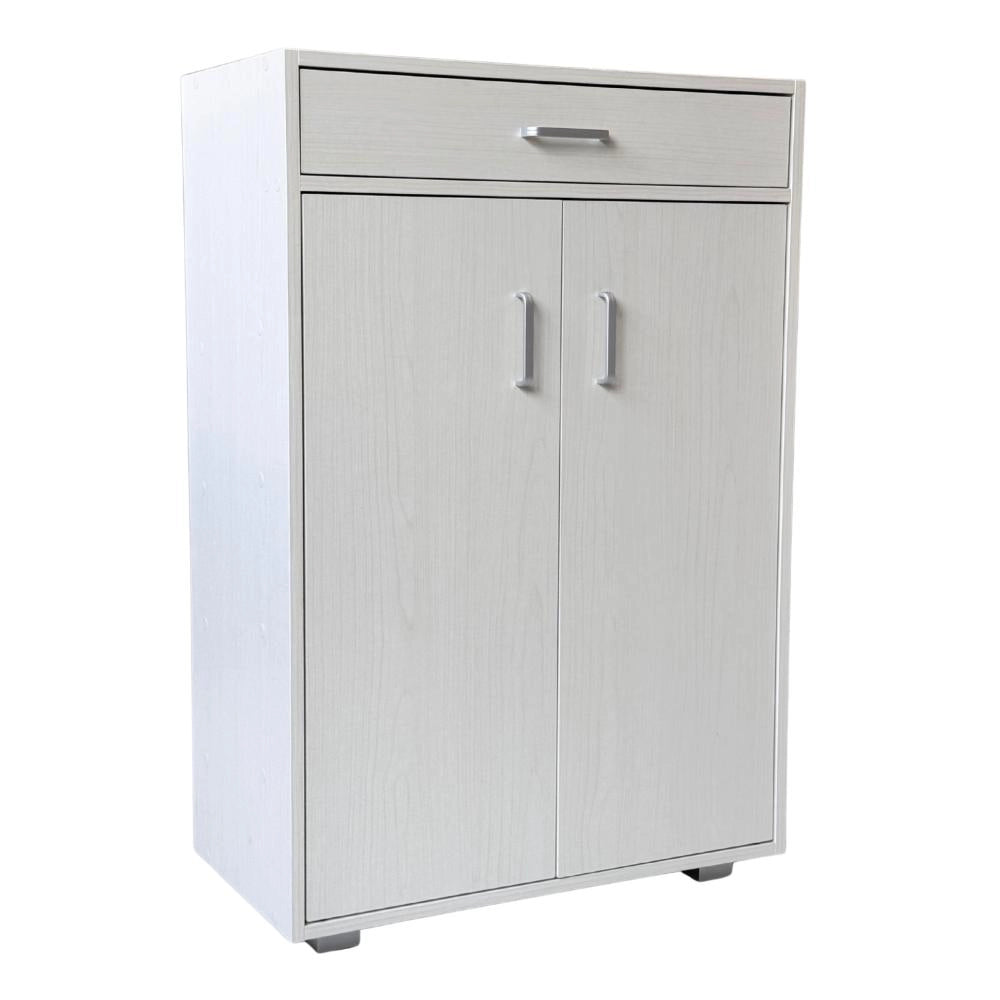Scarpiera 4 Ripiani con 2 Ante + Cassetto Mobile Multiuso in Legno 63x33x95H cm Bianco 105