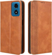 Portafoglio in Pelle con Slot per Carte e Supporto per Moto E14 - Marrone