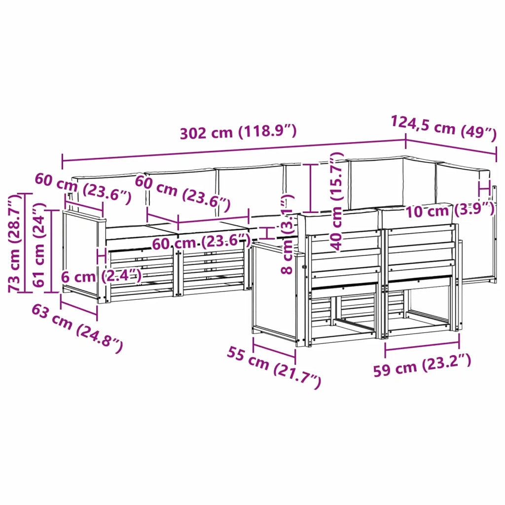 Set di divani da esterno 7 pz 3384498