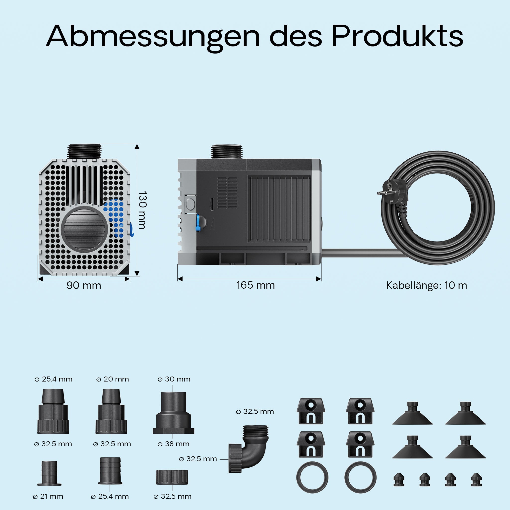 CHJ-6000 Pompa da Laghetto, 6000 l/h 100 W, controllo del flusso, per circolazione acqua