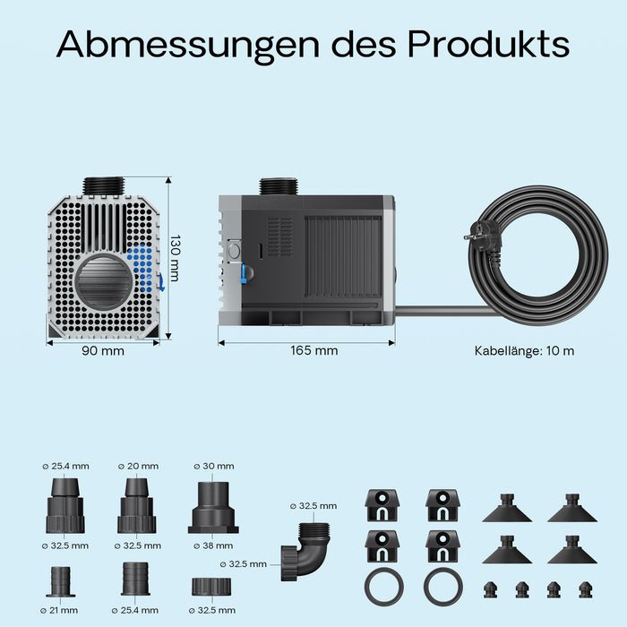 CHJ-6000 Pompa da Laghetto, 6000 l/h 100 W, controllo del flusso, per circolazione acqua