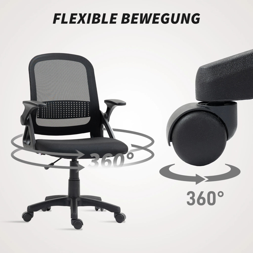 Sedia da Ufficio Ergonomica ¨C zephmum ¨C Mesh Nero con Braccioli e Schienale Regolabile