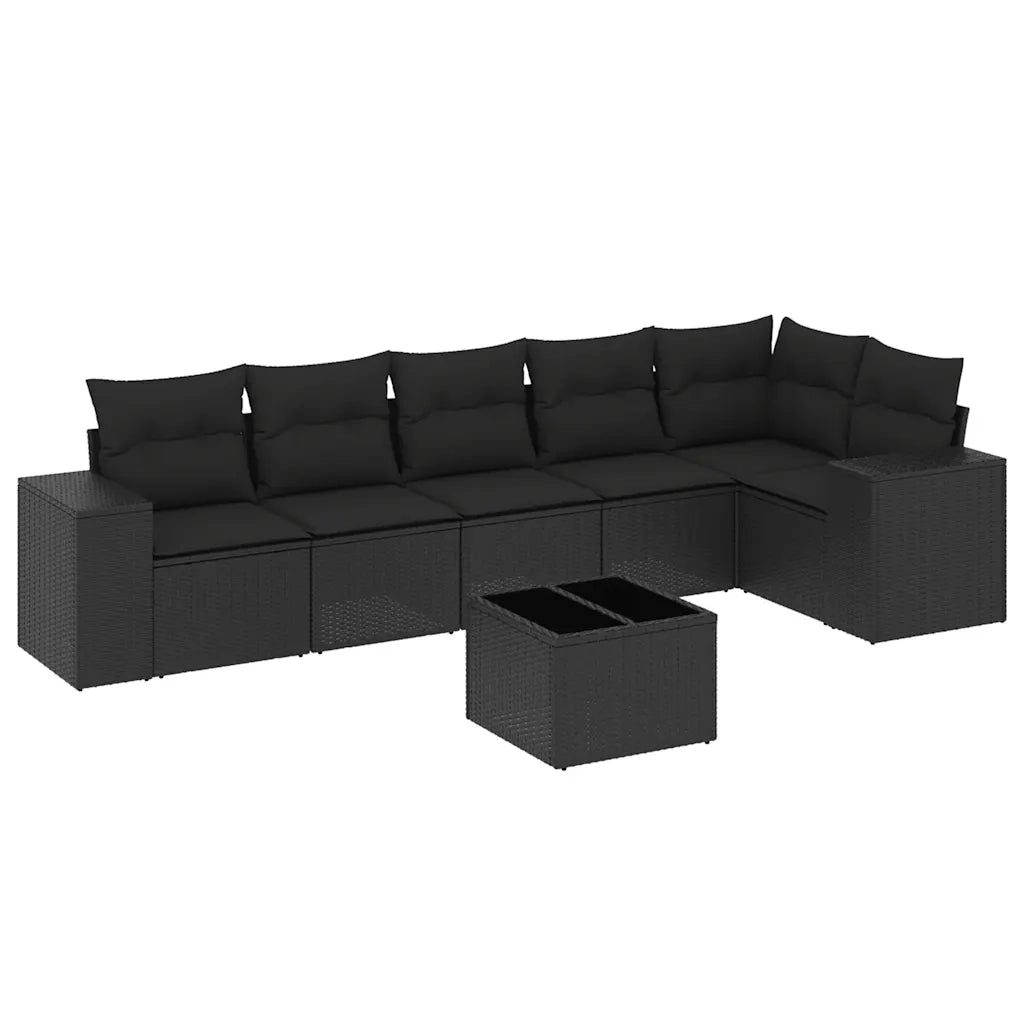 Set Divani da Giardino con Cuscini 7pz Nero Polyrattan 3222594