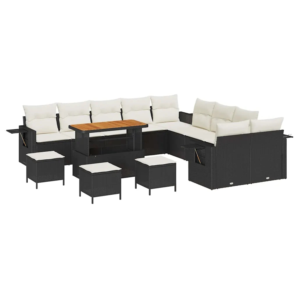 Set Divano da Giardino 14 pcs Nero polyrattan 3361810