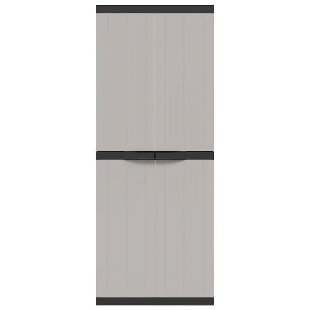 Armadietto da esterno compatto e chiudibile a chiave per attrezzi da giardino 65 x 37 x 165 cm in PP grigio 02_0047411