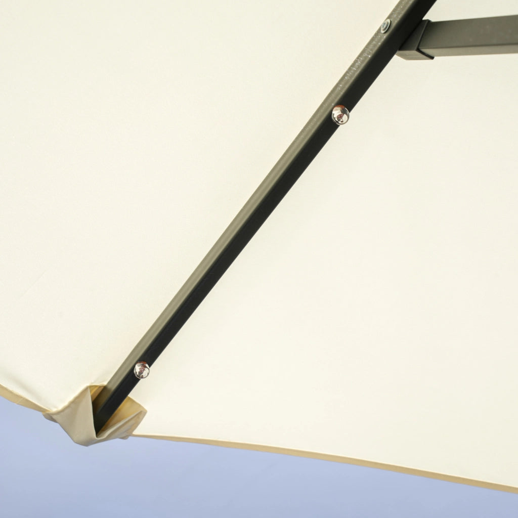 Parasole 295 x 219cm Doppio Parasole con LED angolo di inclinazione regolabile parasole da giardino per patio e piscina poliestere e acciaio beige