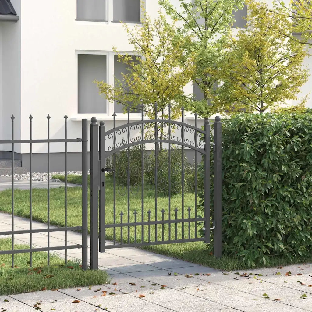 Cancello con Punta a Lancia KAMPEN 103 x 100 cm Acciaio Grigio 42009038