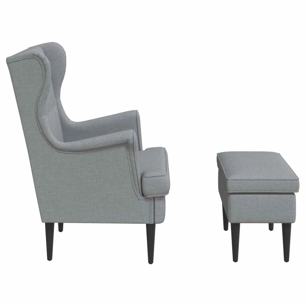 Poltrona con Ottomano 2 pz Grigio Chiaro Tessuto 3418831