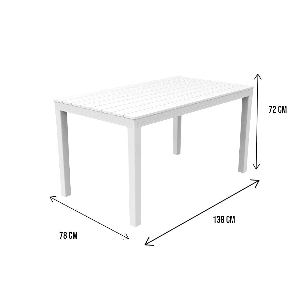 Asar, Tavolo da Esterno 10 Posti Made in Italy, 138x80x72h cm Bianco