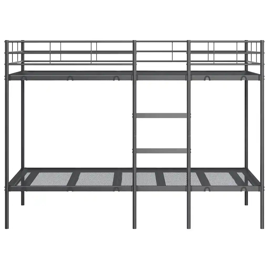 Letto a Castello senza Materasso-Struttura Letto a Castello Nero 90x200 cm in Acciaio 567776