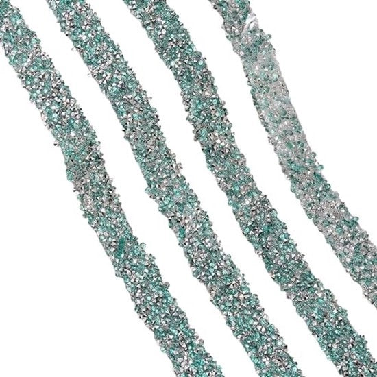 Banda decorativa con cristalli autofissante - 1,5 cm larga - Disponibile in Blu/Verde - Materiale duraturo