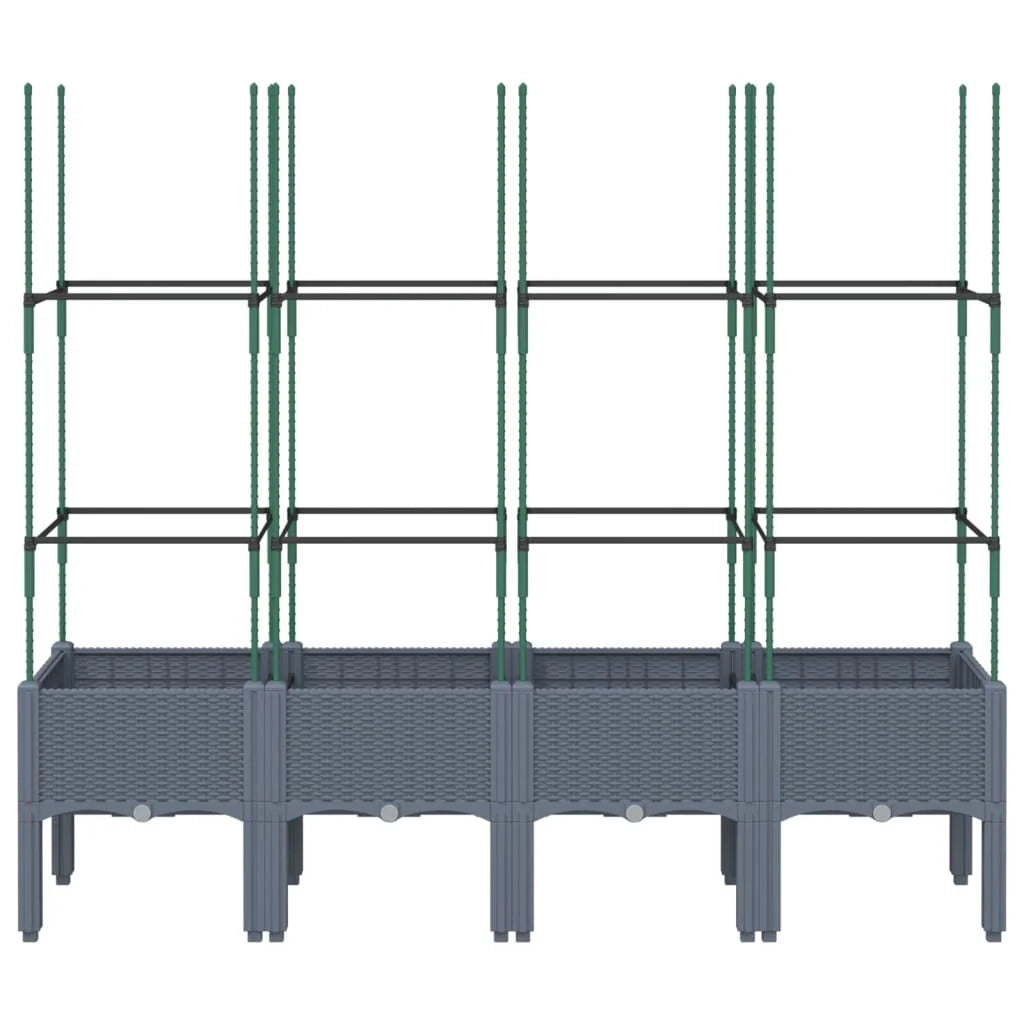 Fioriera rialzata per piante fiori patio giardino con traliccio 160 x 40 x 142,5 cm PP grigio 02_0038271