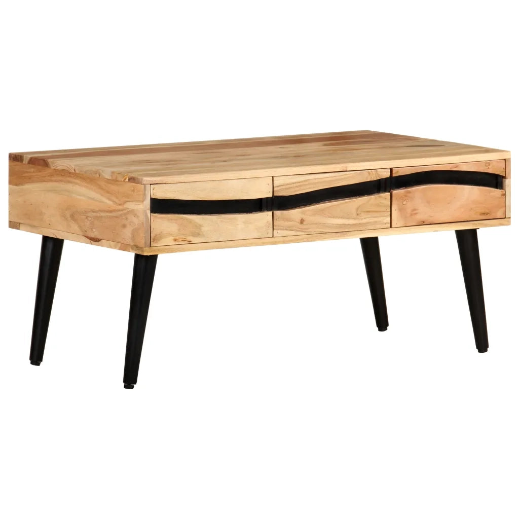 Tavolino da Salotto 88x50x42 cm in Legno Massello di Acacia