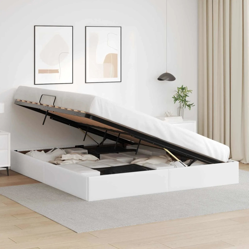 Letto ottomano Bianco Puro 180 x 200 cm Pelle Sintetica 3442783