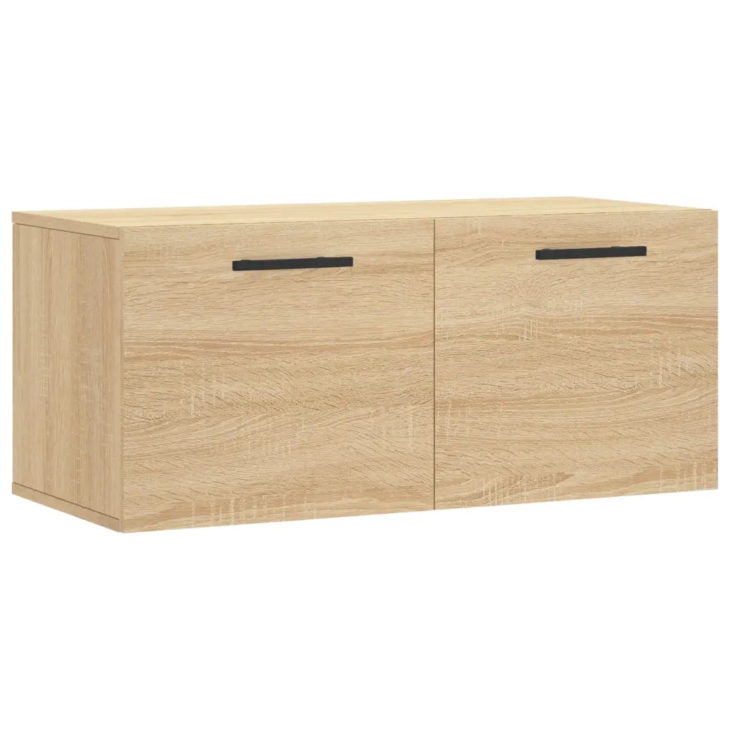 Mobiletto a parete funzionale per riporre oggetti decorativi 80 x 36,5 x 35 cm realizzato in legno composito di rovere Sonoma 02_0048870
