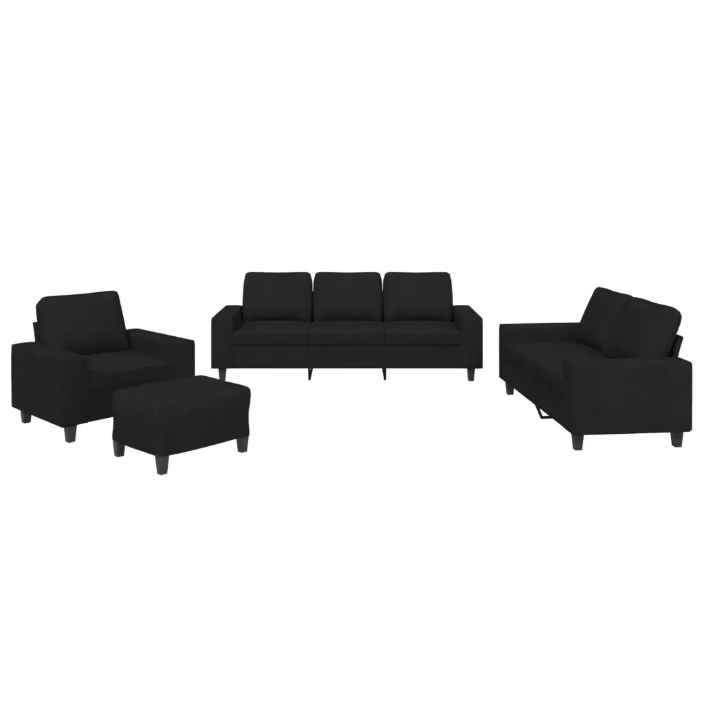 Set di Divani 4 pz Nero in Tessuto